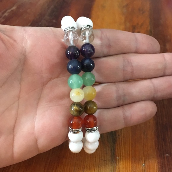 White Jade Chakra Bracelet NATURAL STONES - Picture 4 of 8